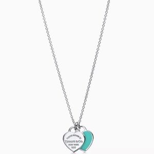 Vintage Tiffany & Co. Silver Necklace with Double Heart Charm
